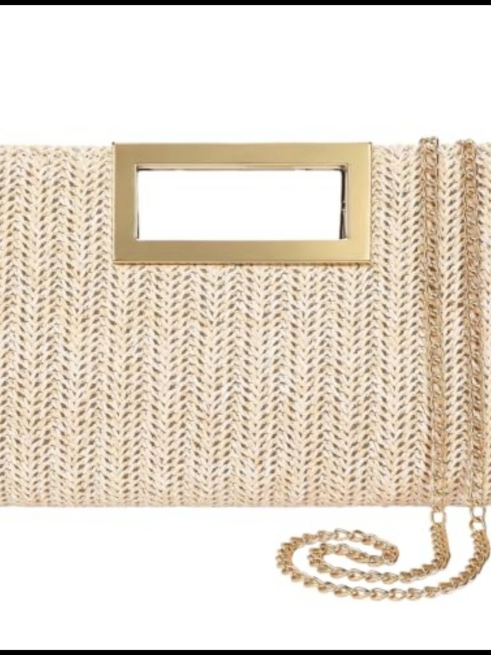 Top Handle Straw Clutch with Removable Strap Woven Evening Crossbody Bag